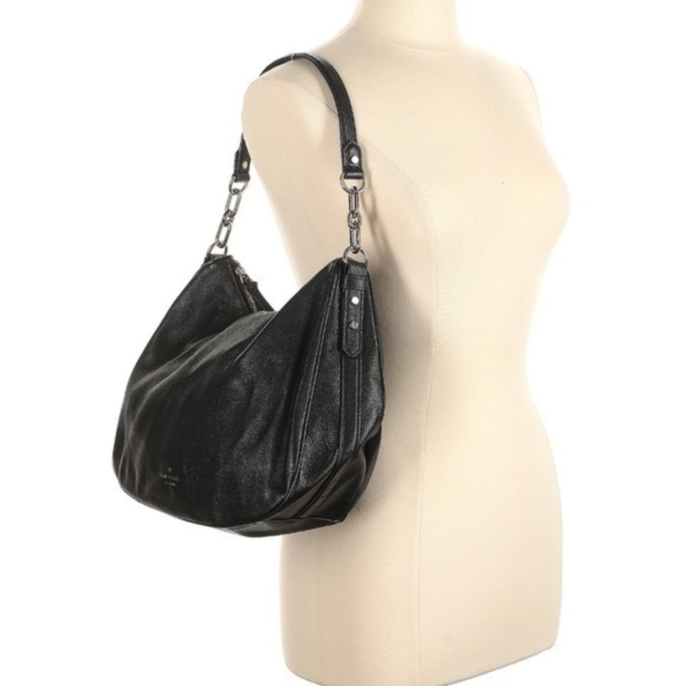 NWT Kate Spade black leather Moore shoulder bag silver hardware